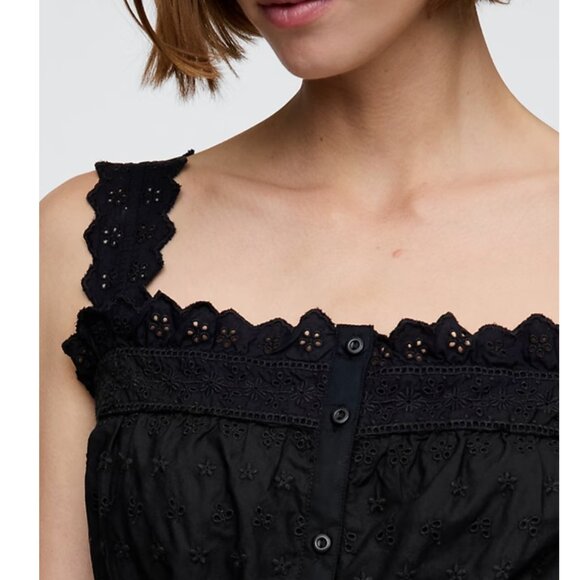 NWT Gap × DÔEN Eyelet Midi Dress Black L - Picture 6 of 6